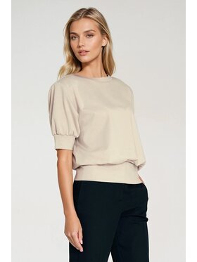 NIFE NIFE Bluza BL12 Beżowy Oversize