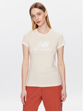 New Balance New Balance Marškinėliai Essentials Stacked Logo WT31546 Smėlio Athletic Fit