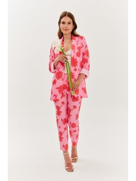 NAOKO NAOKO Kalhoty z materiálu More Amore Růžová Regular Fit