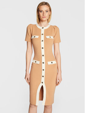 Elisabetta Franchi Elisabetta Franchi Sukienka dzianinowa AM-69Q-26E2-V470 Beżowy Slim Fit