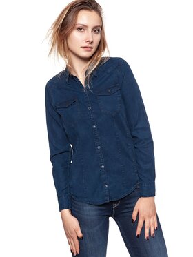 Wrangler Wrangler Camicia LS MARBLED WESTERN Blu Regular Fit