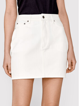 Simple Simple Spódnica jeansowa SDDJ003 Biały Regular Fit