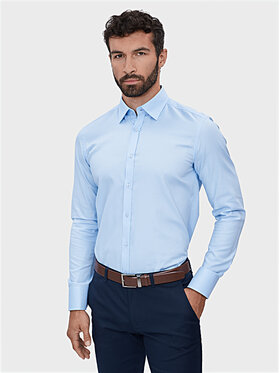 Evenemen Evenemen Koszula PUNTO G2 TWILL BLUE Niebieski Slim Fit
