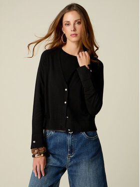 Oltre Oltre Kardigan M310J005564N033 Czarny Regular Fit