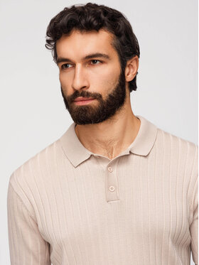Ombre Ombre Polo OM-POSS-0169 Beżowy Slim Fit