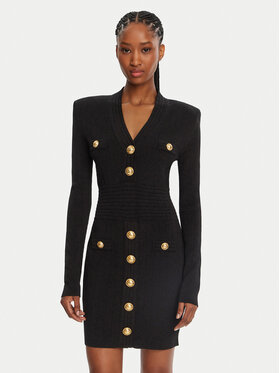 Balmain Balmain Rochie tricotată DF1R8059KB07 Negru Regular Fit