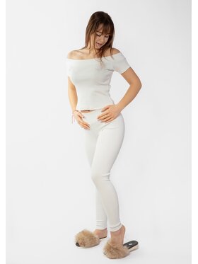 DKaren Sport DKaren Sport Komplet bluzka i spodnie Bayo Écru Slim Fit