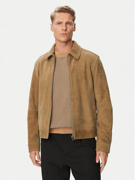 BOSS BOSS Ādas jaka H-Malbano7 50563869 Tumši bēša Regular Fit