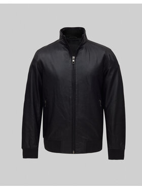 Borgio Borgio Kurtka skórzana asiago_c Czarny Slim Fit