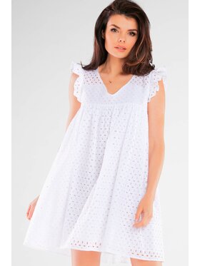 Awama Awama Sukienka letnia A433 Biały Basic Fit