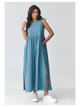Makadamia Makadamia Sukienka codzienna M932 Niebieski Loose Fit