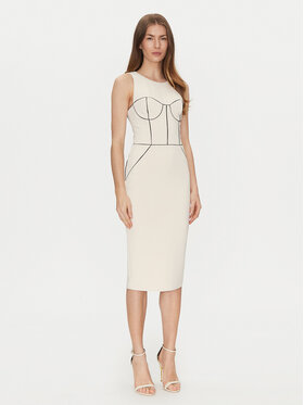 Elisabetta Franchi Elisabetta Franchi Sukienka koktajlowa AB-724-51E2-V440 Écru Slim Fit
