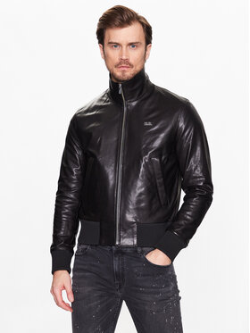 KARL LAGERFELD KARL LAGERFELD Кожено яке 555000 532403 Черен Regular Fit