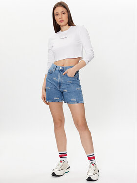 Tommy Jeans Majica Essential Logo DW0DW15443 Bijela Cropped Fit