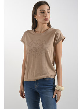 Femestage Femestage T-Shirt Femestage AB BASE TSH1531-016 Brązowy Regular Fit