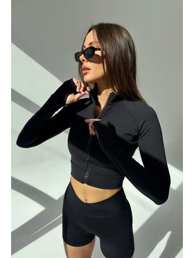 Chiara Wear Chiara Wear Kurtka do biegania Kurtka na zamek SUMMER Czarny Slim Fit