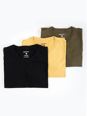 Urban City Urban City Komplet 3 t-shirtów Zestaw 3 T-Shirtów Męskich Czarna / Beżowa / Zielona Urban City No Logo Basic S Beżowy Regular Fit