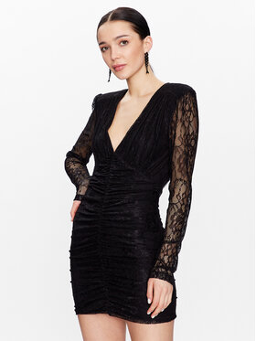 ROTATE ROTATE Kokteilinė suknelė Mesh Lace Rushed RT2497 Juoda Regular Fit