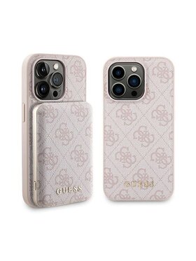 Guess Guess Zestaw prezentowy etui do iPhone 15 Pro Max + powerbank 4G Metal Logo Różowy