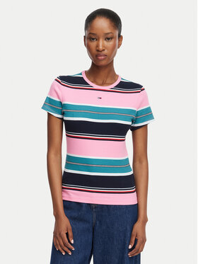 Tommy Jeans Tommy Jeans T-shirt Essential Rib Ss Ext DW0DW17383 Multicolore Slim Fit