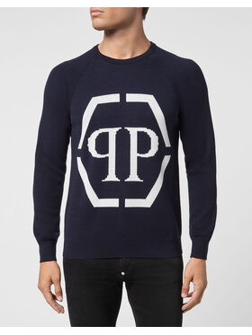 PHILIPP PLEIN PHILIPP PLEIN Sveter 8079 Tmavomodrá Regular Fit