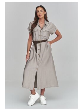 Makadamia Makadamia Sukienka codzienna C68 Brązowy Loose Fit