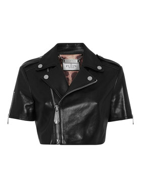 PHILIPP PLEIN PHILIPP PLEIN Kurtka skórzana 9797 Czarny Regular Fit