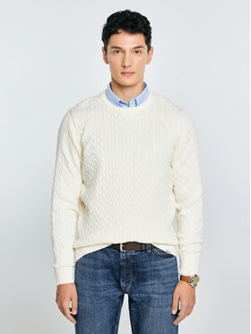 BIG STAR BIG STAR Sweter NISER Biały Basic Fit