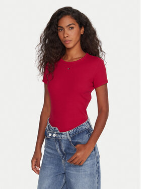 Tommy Jeans Tommy Jeans T-krekls Essential DW0DW17383 Rozā Slim Fit