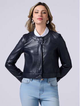 Oltre Oltre Giacca in similpelle R355R102172N034 Blu Cropp Fit