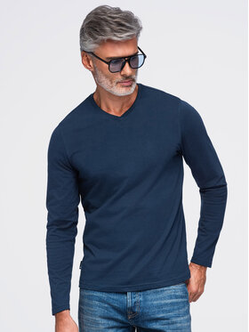 Ombre Ombre S dlouhým rukávem OM-LSBL-0143 Tmavomodrá Regular Fit