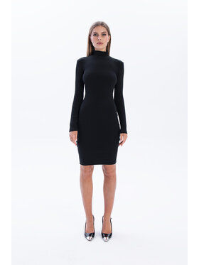 Nudyess Nudyess Vestito di maglia Askja mimi z prążka Nero Fitted Fit