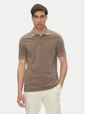 BOSS BOSS Тениска с яка и копчета Prime 50507813 Кафяв Regular Fit