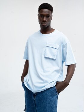 Catch Catch T-Shirt Koszulka Męska Z Krótkim Rękawem Oversize Jasna Niebieska Catch Classic Pocket S Niebieski Oversize
