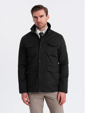 Ombre Ombre Kurtka przejściowa OM-JALP-0167 Czarny Regular Fit