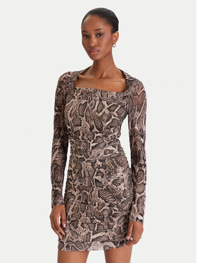 Guess Guess Koktejlové šaty W5BK65 KCZC2 Béžová Slim Fit