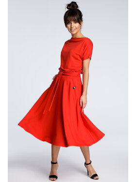 BeWear BeWear Sukienka codzienna B067 Czerwony Flare Fit