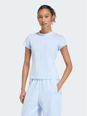 adidas adidas T-Shirt ESSENTIALS BABY TEE Niebieski jasny Fitted Fit