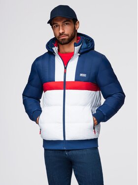 Ombre Ombre Kurtka przejściowa OM-JALP-0296 Granatowy Regular Fit