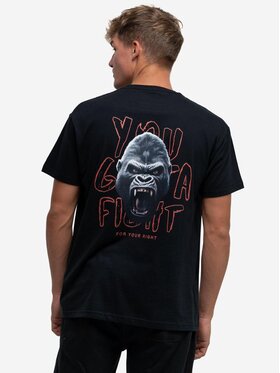 MyStars MyStars T-Shirt Koszulka Z Krótkim Rękawem Męska Czarna MyStars Fight XXL Czarny Regular Fit
