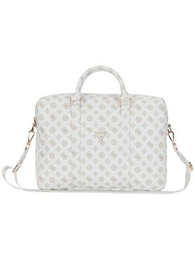 Guess Guess Torba na laptopa 4G Peony Front Pocket Zipper Triangle Logo Biały
