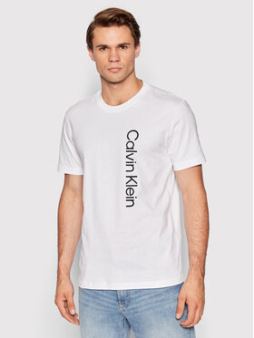 Calvin Klein Calvin Klein Majica Off Placement Logo K10K109738 Bela Slim Fit
