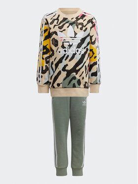 adidas adidas Trening Animal Print Crew Set IB8579 Bej Regular Fit