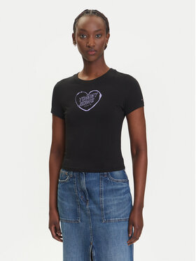 Tommy Jeans Tommy Jeans T-krekls Heart DW0DW21390 Melns Slim Fit