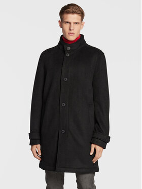 Pierre Cardin Pierre Cardin Gyapjú kabát 10041 0025 Fekete Regular Fit