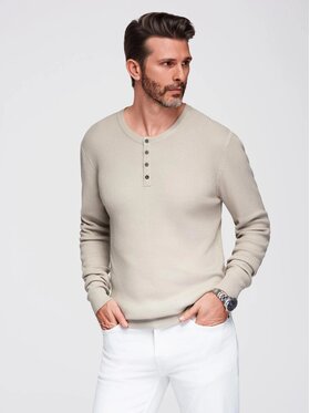 Ombre Ombre Sweter OM-SWSW-0182 Beżowy Regular Fit