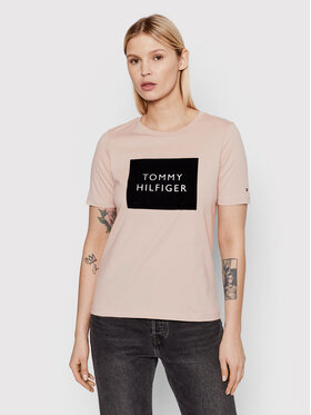Tommy Hilfiger Tommy Hilfiger T-Shirt Regular Flock Box C-nk WW0WW32800 Μπεζ Regular Fit