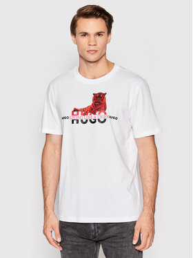 Hugo Hugo T-Shirt Datertiger 50467356 Biały Regular Fit