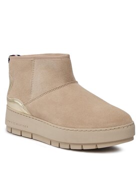Tommy Hilfiger Tommy Hilfiger Ботильйони Metallic Suede Snowboot FW0FW07850 Бежевий