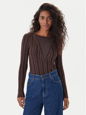 Fracomina Fracomina Sveter FJ25WT7013K463Q7 Hnedá Slim Fit